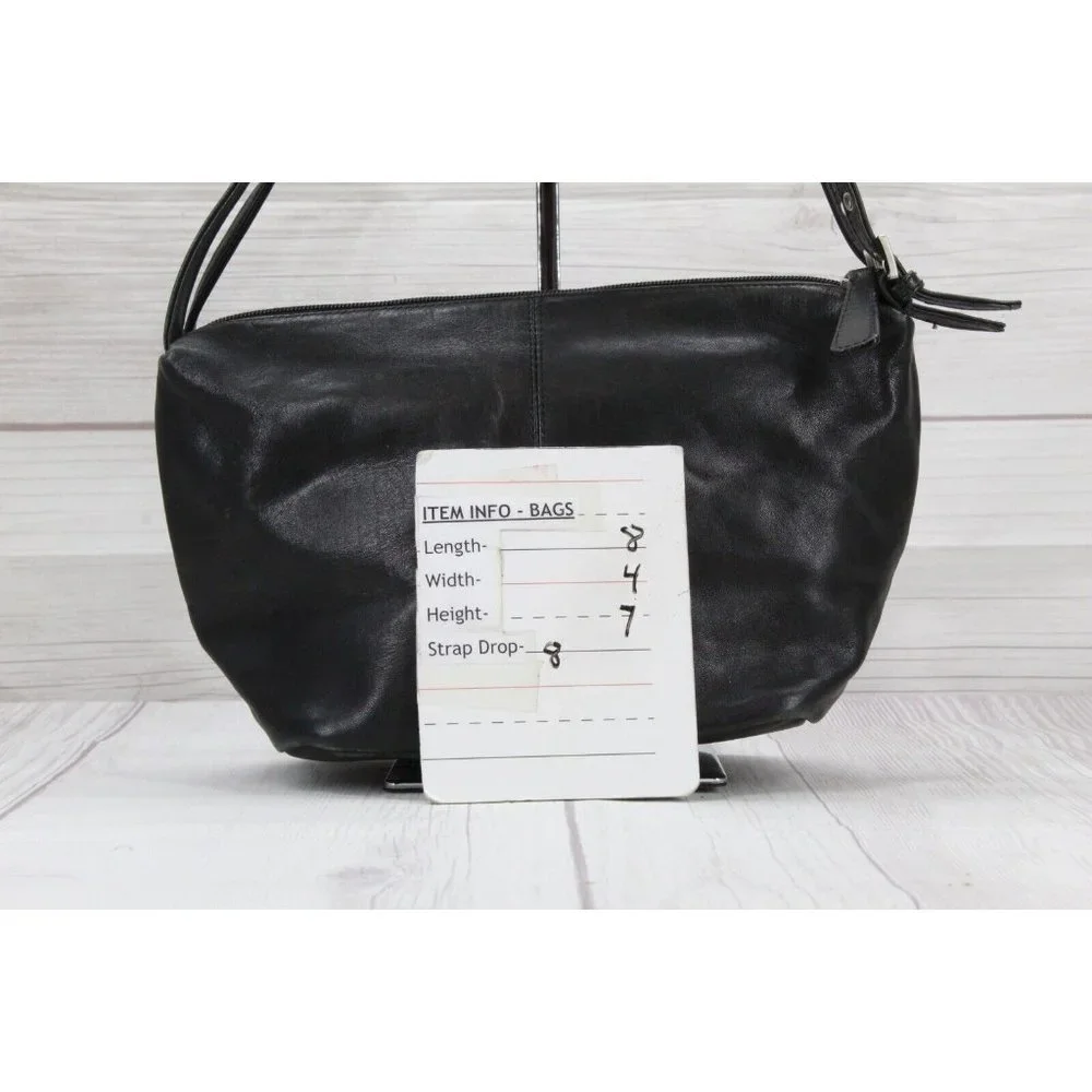 Stone Mountain Black Leather Zip Top Purse Shoulder Bag Handbag - Picture 8 of 8